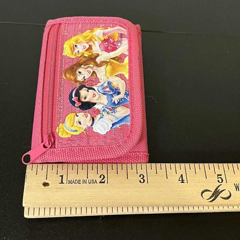 Disney Princess Trifold Wallet Pink Thick Material Zipper Pocket Cinderella